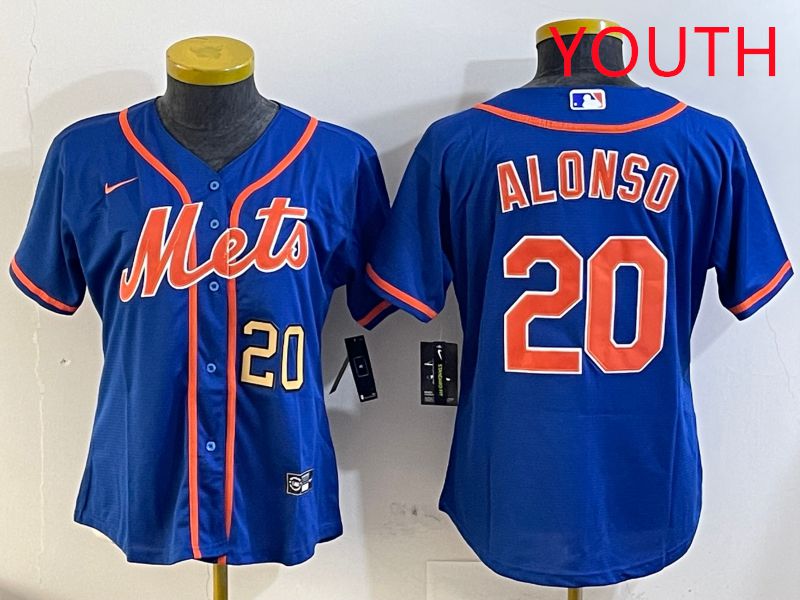 Youth New York Mets 20 Alonso Blue Game Nike 2025 MLB Jersey style 3